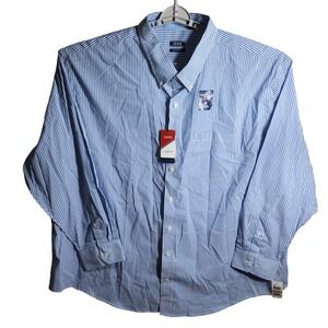 NWT IZOD Advantage Poplin Blue Stripe Non Iron Stretch Button Up Shirt 4XL